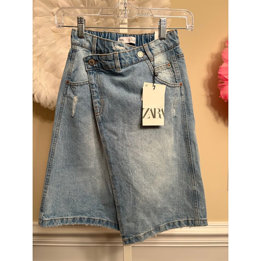 ZARA KIDS DENIM MIDI WRAP SKIRT SIZE 9YRS NWT